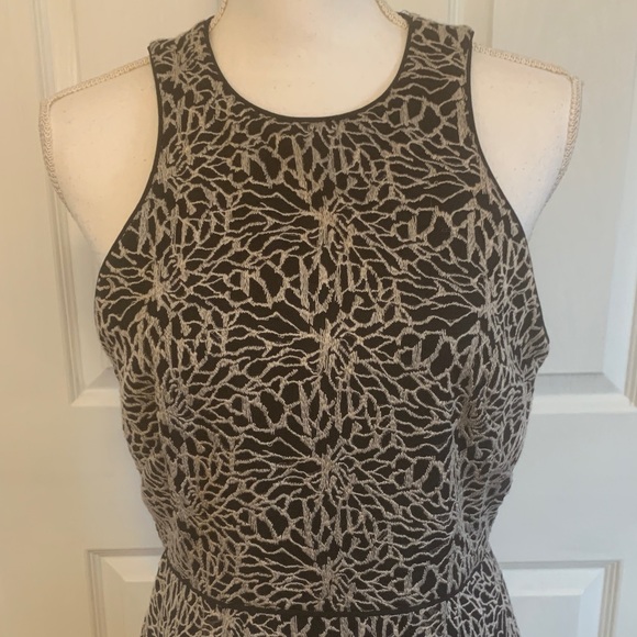 Tahari ASL Black and Cream Midi Dress - Picture 2 of 7